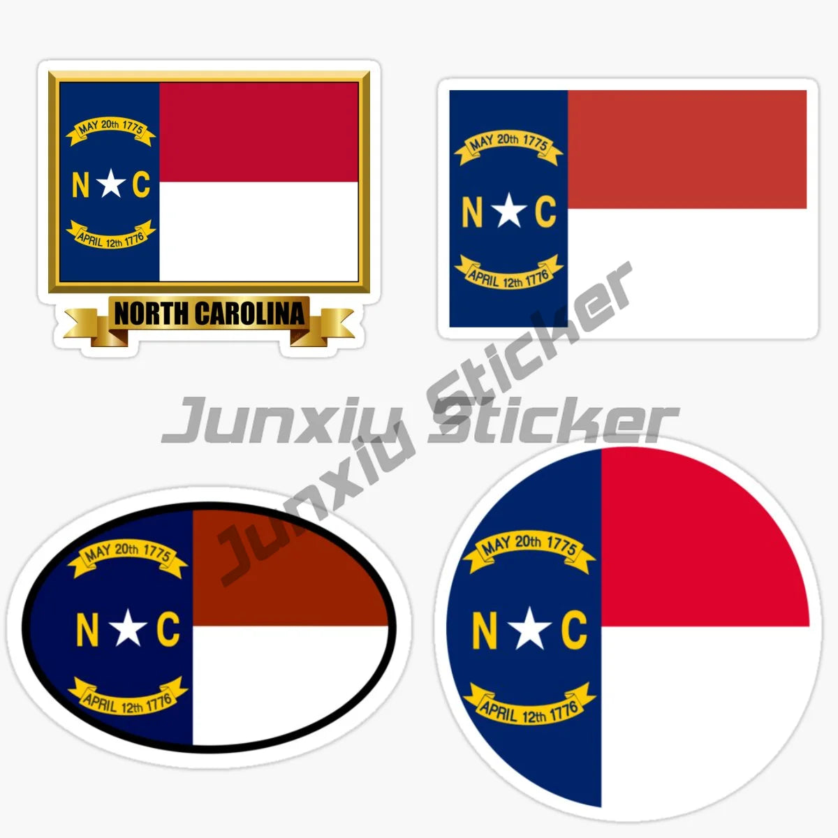 North Carolina State Flag Sticker Motorcycle Bumper Laptop Truck
