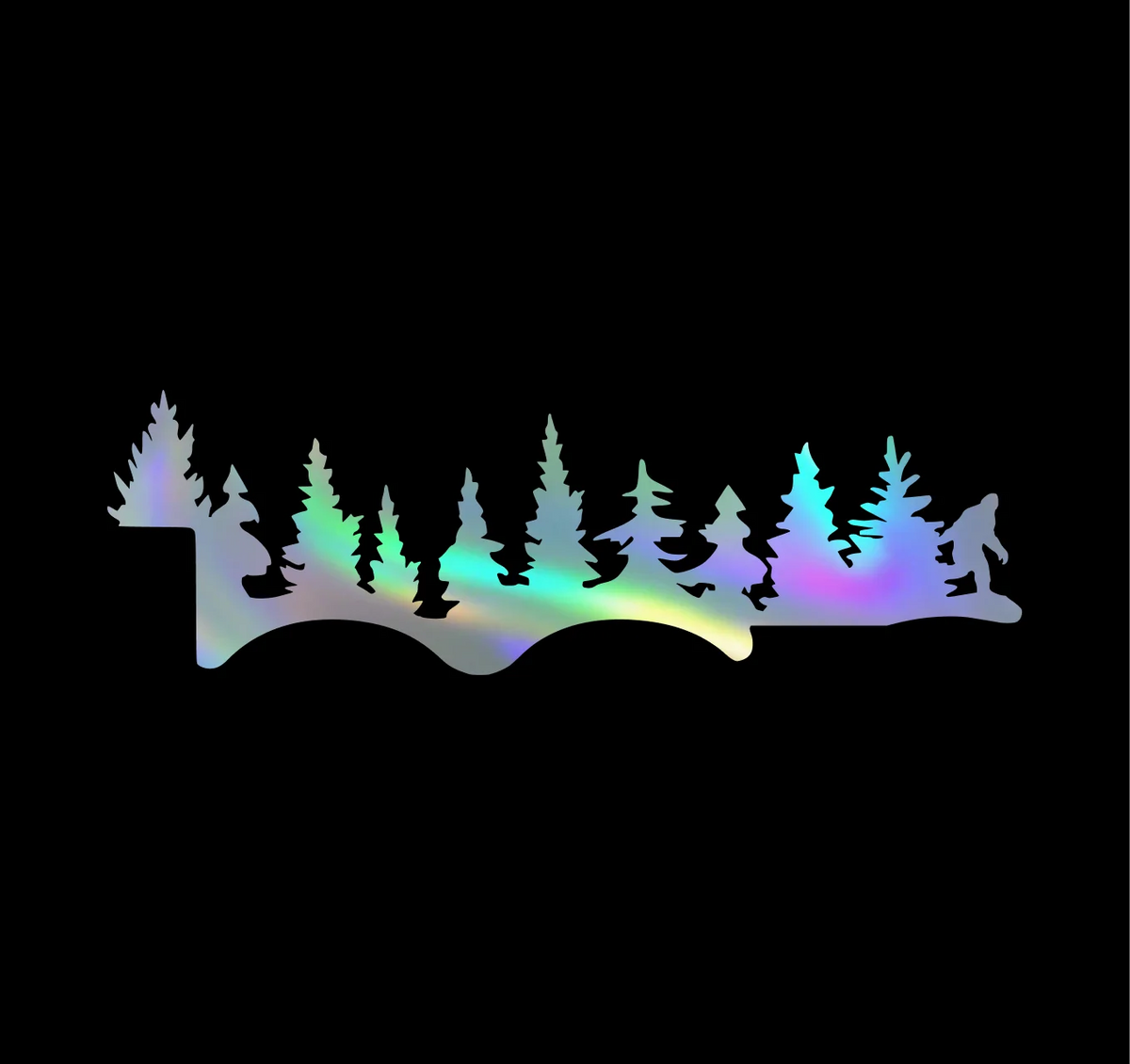 Bigfoot Pine Forest Tree Silhouette Sticker Outdoor Nature Vinyl