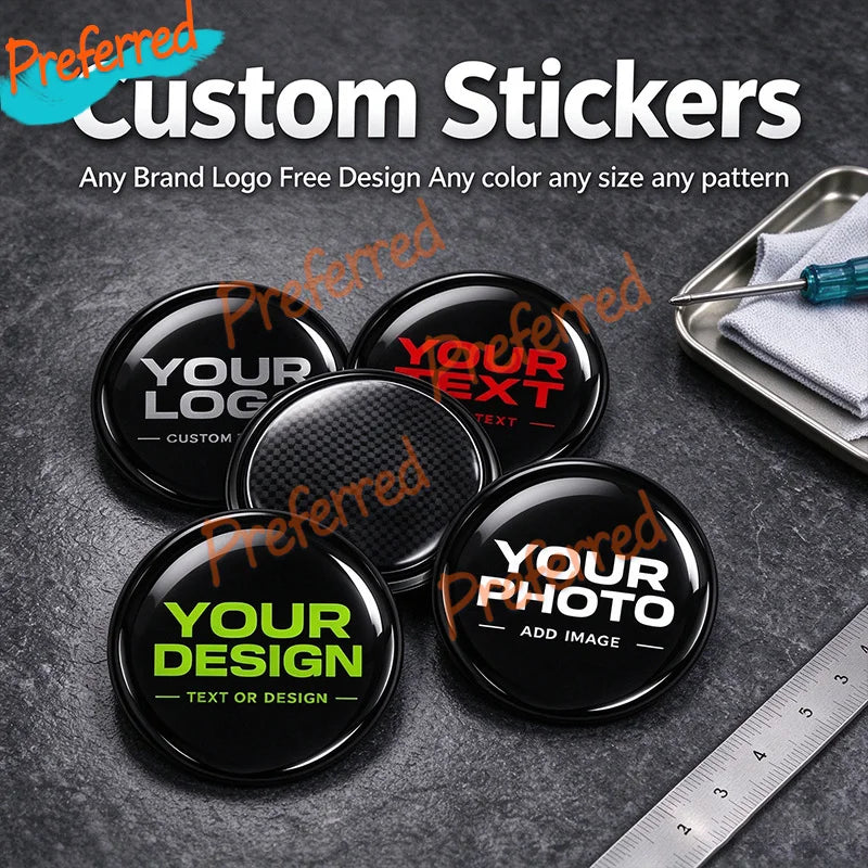 For Wheel Hubs 3D Silicone Sticker Custom Logo Name Decals