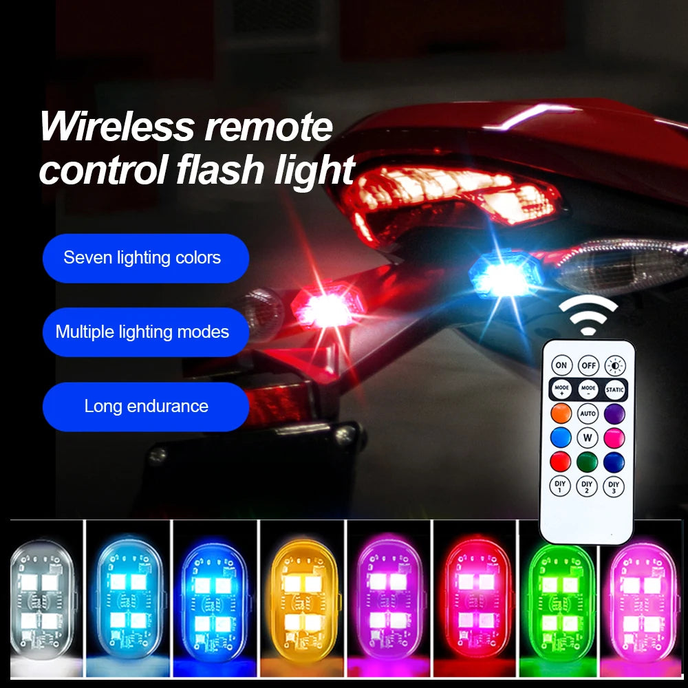 6PCS RGB Strobe Motorcycle Flash Position Wireless Aircraft