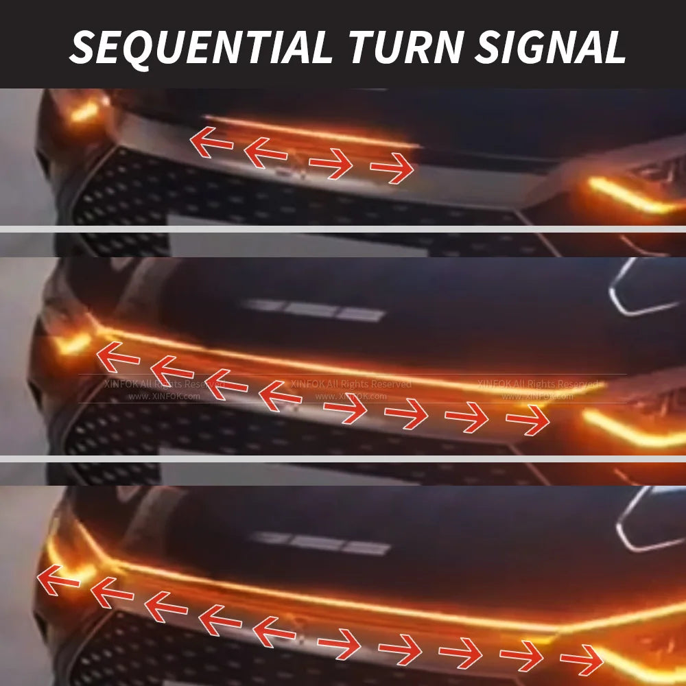 Xinfok Hood Strip Lamps Ambient Turn Signal Indicator Daytime