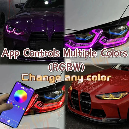 For 2022 BMW M3 M4 G22 RGB Blue Red Rgbw Drl Unit Fit G23 G26