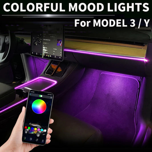 For Tesla Model 3 Y 2021 Center Console Dashboard Neon Tubes