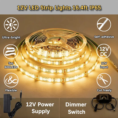 For Bedroom Kitchen Under Cabinet Living 12V Warm Color Strip