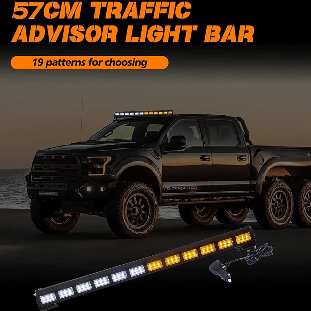 23inch 12-24v Strobe Bar Roof Warning Flashing Traffic Safty