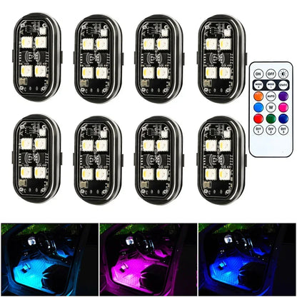 Wireless RGB Strobe Motorcycle Flash USB Charging Aircraft