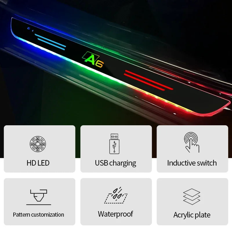 For Audi A1 A3 A4 A5 USB Luminous Logo Moving Welcome Pedal Door