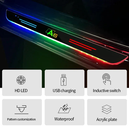 For Audi A1 A3 A4 A5 USB Luminous Logo Moving Welcome Pedal Door