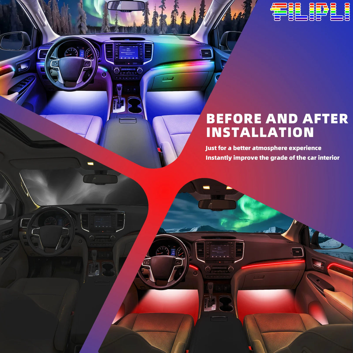 For Toyota Corolla 2006-2010 RGB 6 Ambient Lighting Kit Wireless