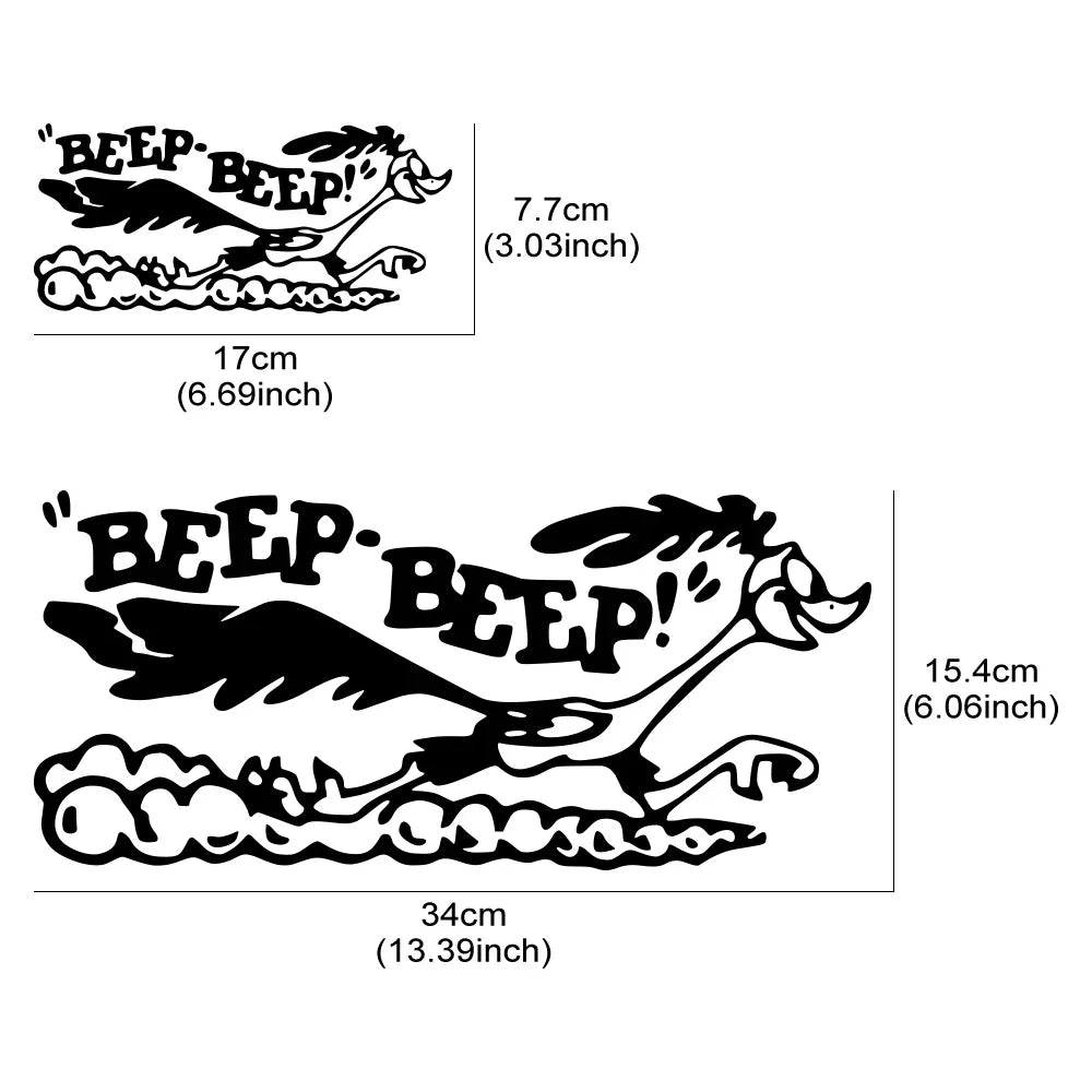 Side Door Sticker Road Runner Cartoon Truck Window Windshield