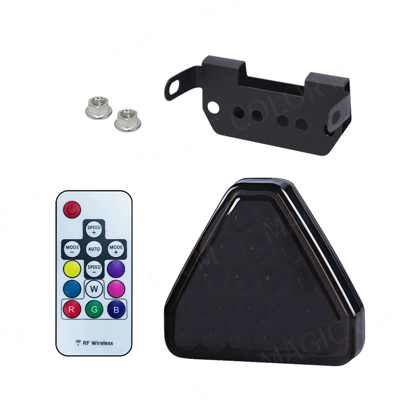 For F1 Style Motorcycle Pilot Triangle Rear Brake Warning Strobe