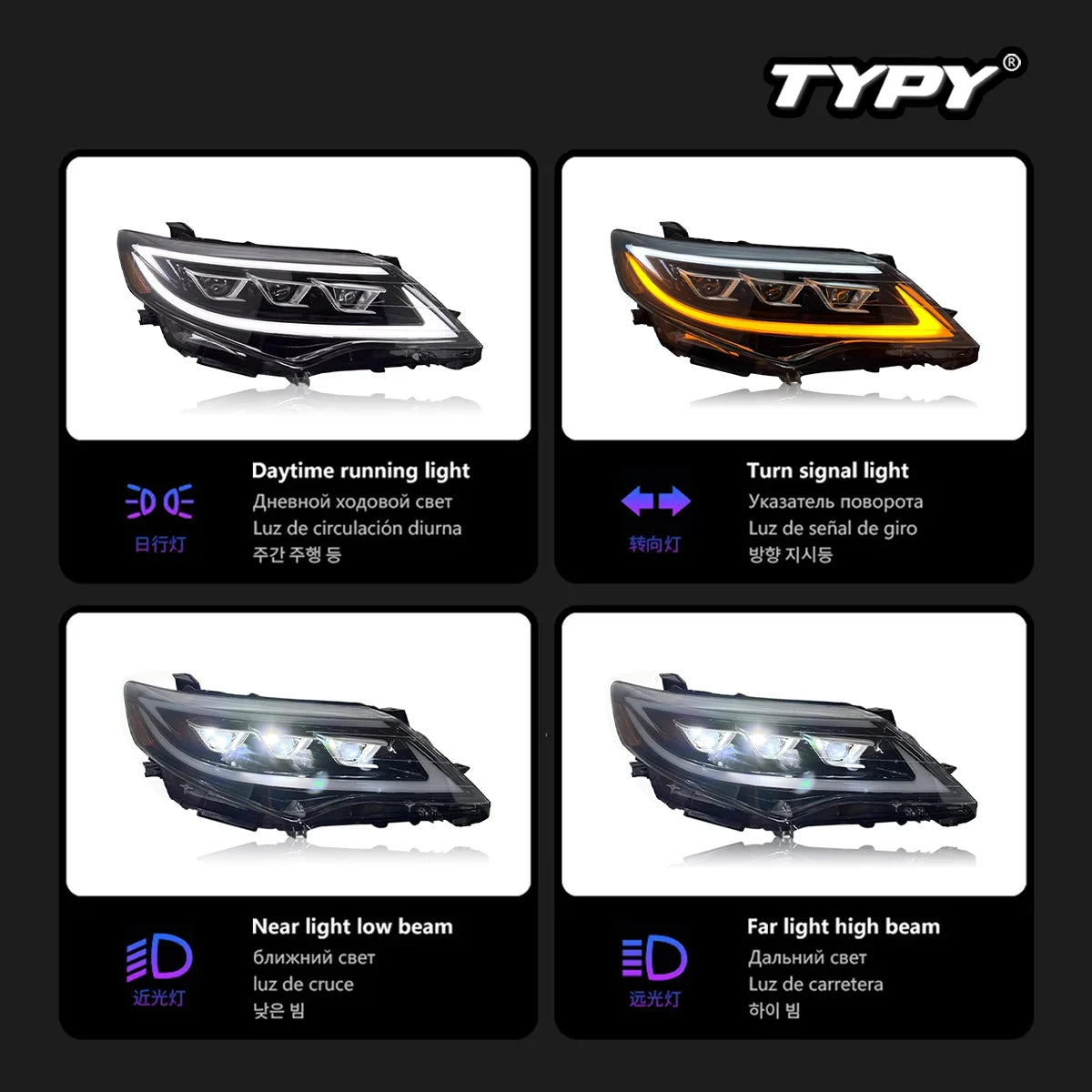 For Toyota Us Camry Headlights 2012-2014 Typy Upgrade Modified
