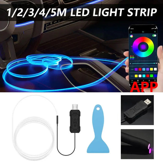 Interior Atmosphere RGB Strip Neon Invisible USB Fiber Optic
