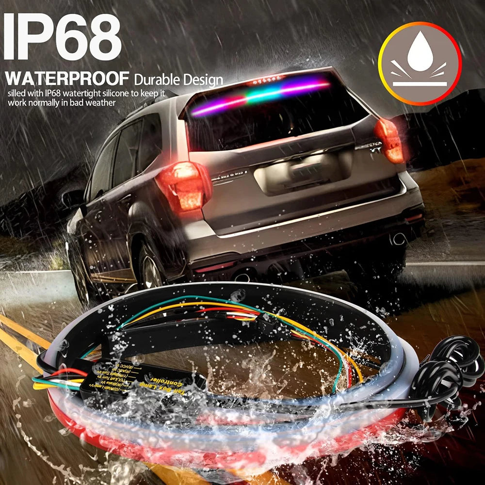 RGB Third Brake Strip Flexible Mount Stop Turn signal12v