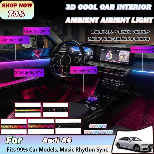 For Audi A6 Interior Ambient Strip RGB Fiber Optic Atmosphere