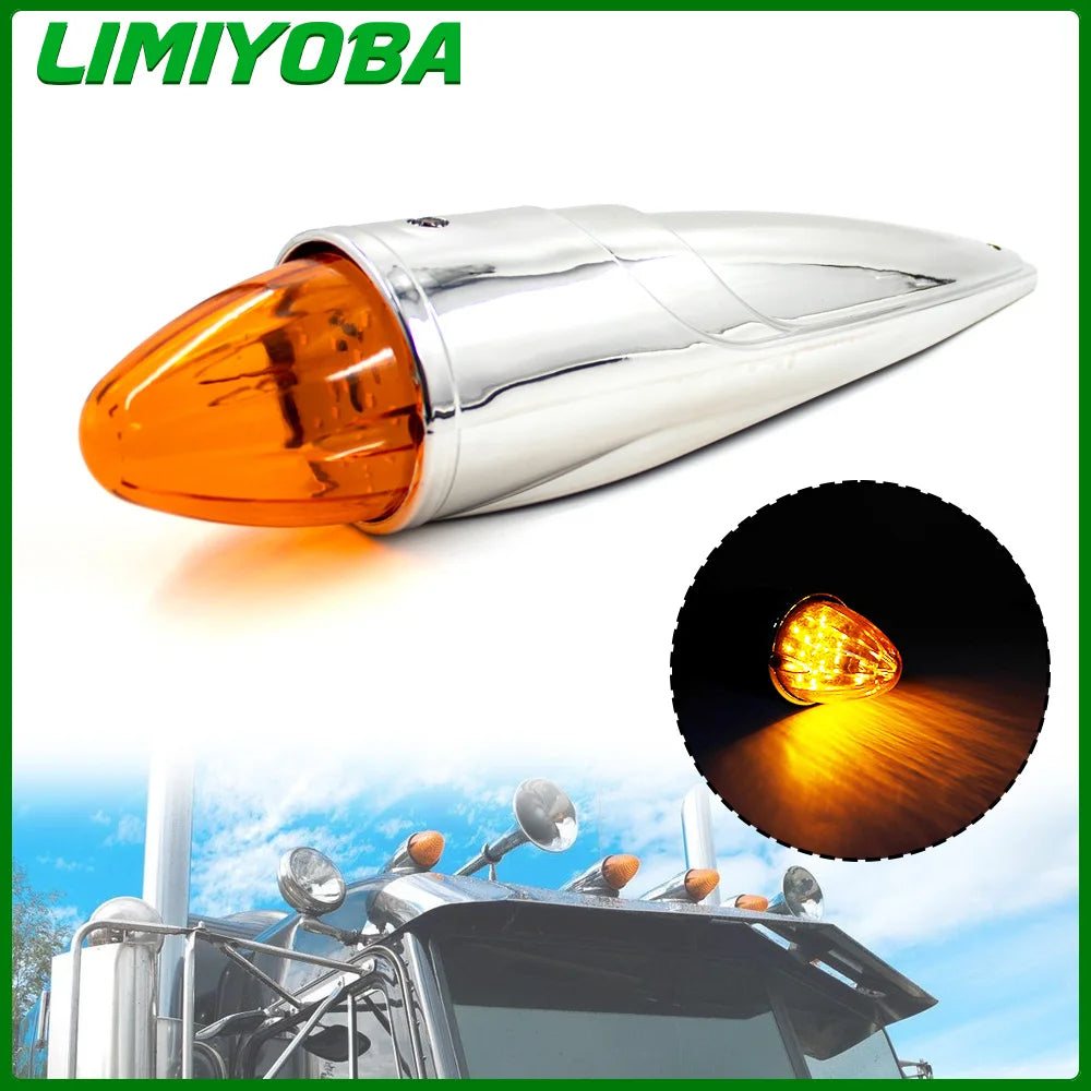 For Pickup 1PC 12V 24V 18LED Yellow Cover Electroplated Shell