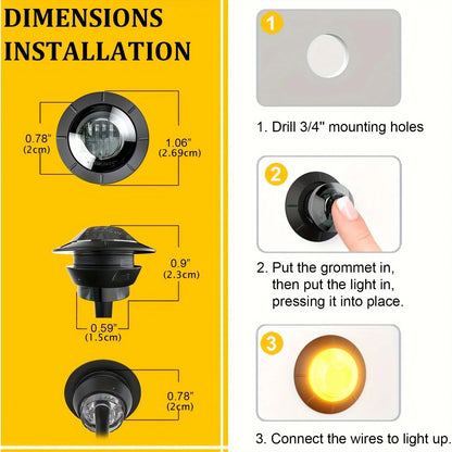 20PCS Smoked 12V MINI Round Flush Mount Side Marker