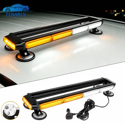 For Tow 66CM Cob Strobe Bar Roof Magnetic Flashing Warning White