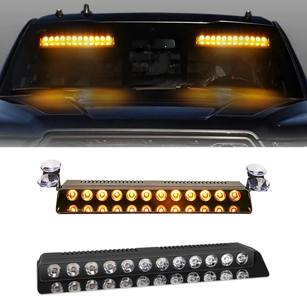 For 4" 2PCS Amber White 12LED Traffic Advisor Dash Strobe Bars