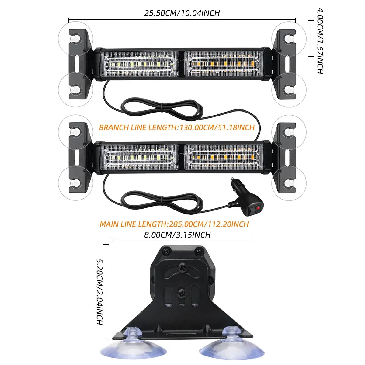 2IN1 Pickup Strobe Emergency Flash Warning Front Rear Windshield