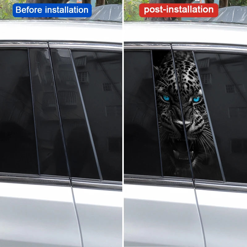 2PCS Ferocious Animal Sticker B Pillar Decal Waterproof Vinyl