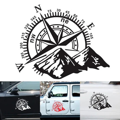 3D Sticker 4X4 Compass Rose Navigate Mountain Offroad Waterproof