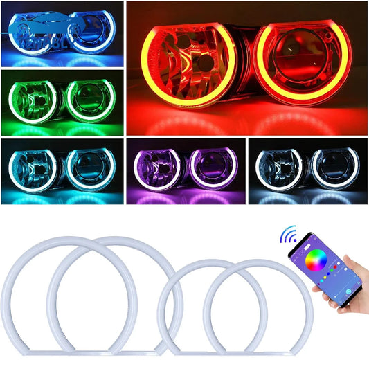 For E36 E46 E39 131MM 146MM RGB Angel Eyes Cotton Halo Rings