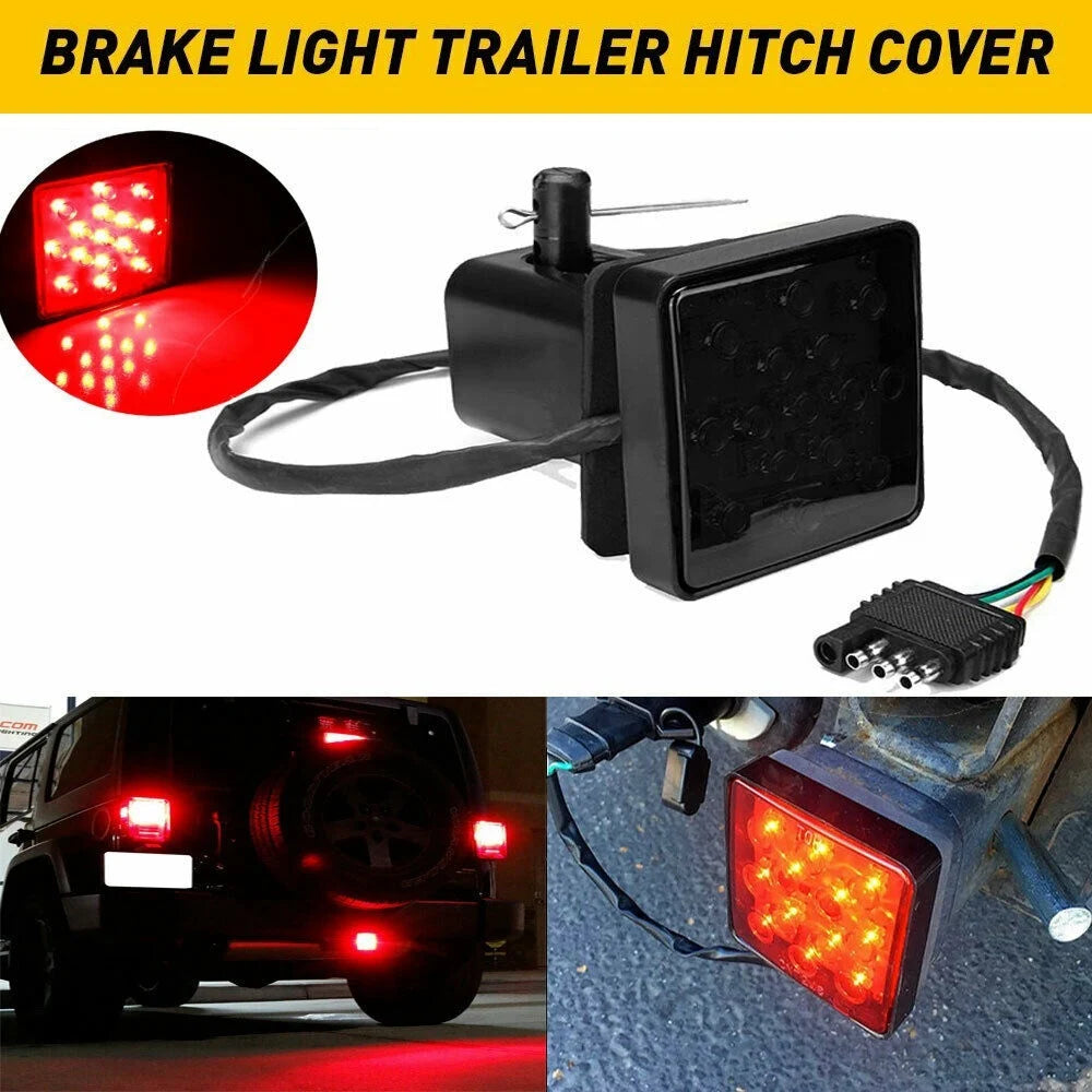2inch Smoked 15-led Brake Drl Trailer Hitch Cover Fit