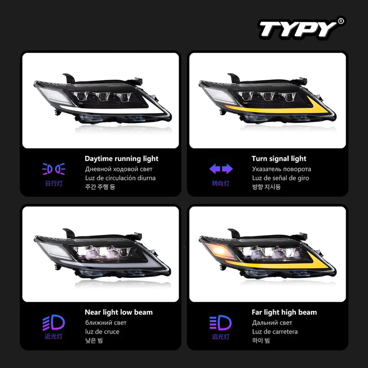 For Toyota Us Camry Headlights 2007-2011 Upgrade Modified Drl