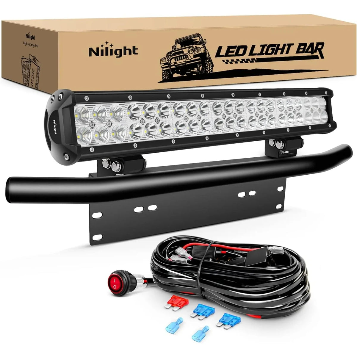 Nilight 20inch 126W Bar Spot Flood Combo Driving Off