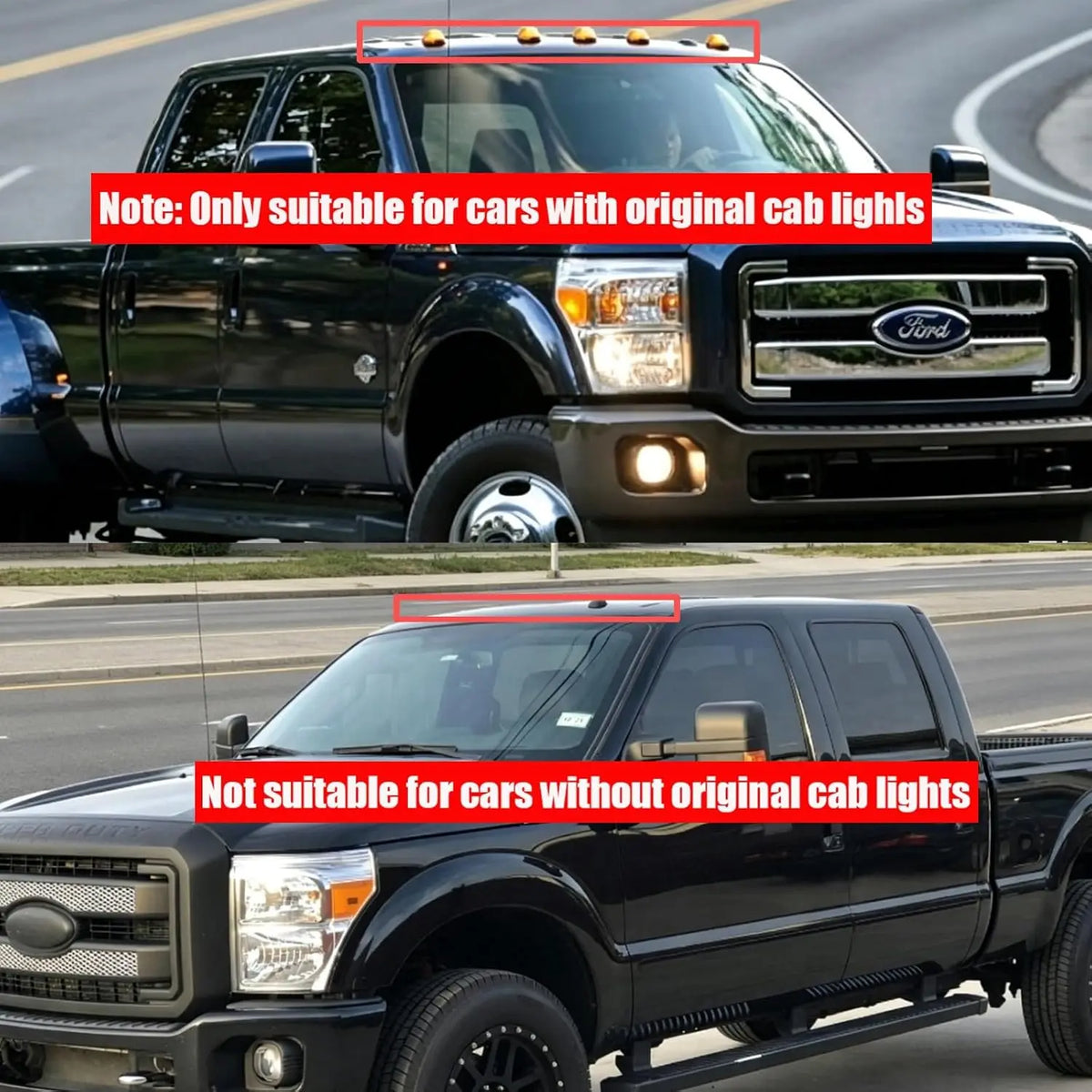 5PCS Smoke Cab Roof Marker Running Amber Ford 1999-2016