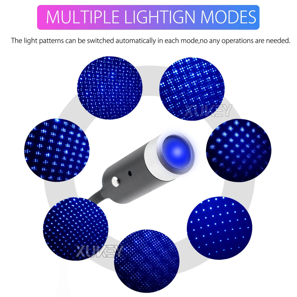 Blue USB Star Night Atmosphere Projector Rotating Music Control