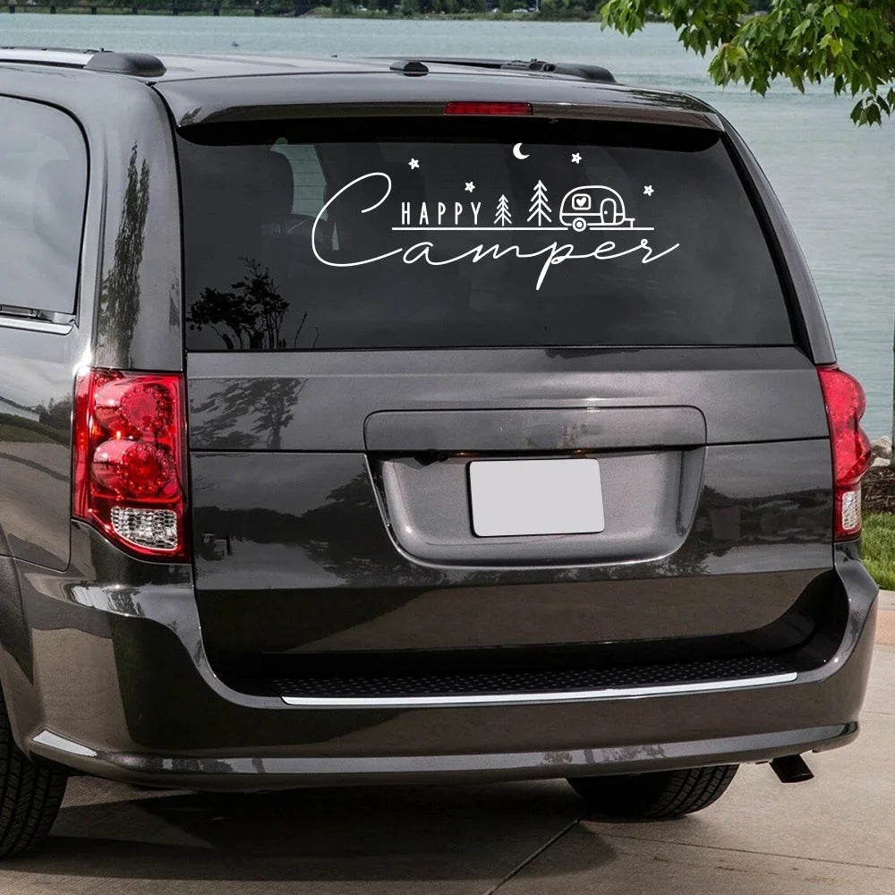 For Caravan Minivan Happy Camper Adventure Sticker Van Motorhome