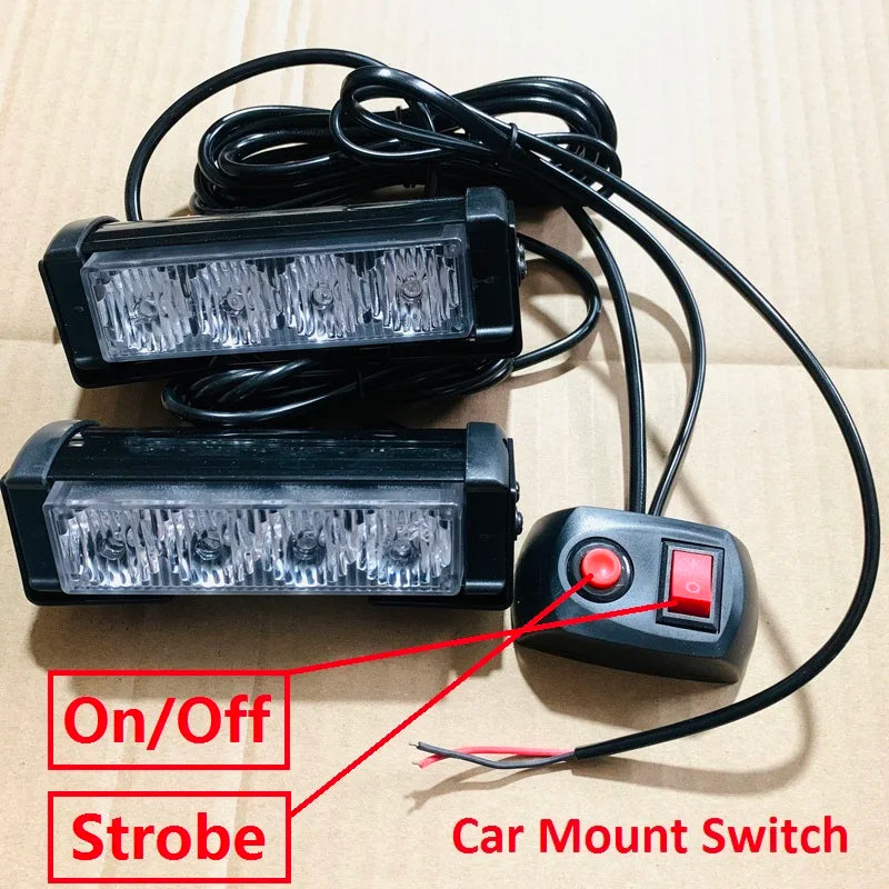 12V 24V Motorcycle Warning Emergency Flashing Bar Front Grille
