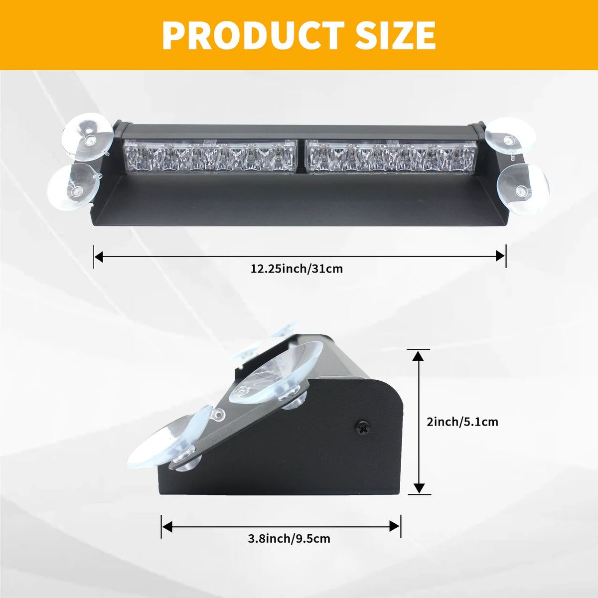 Laikesi White Amber Dash Strobe Bar 12-24v Windshield Suction