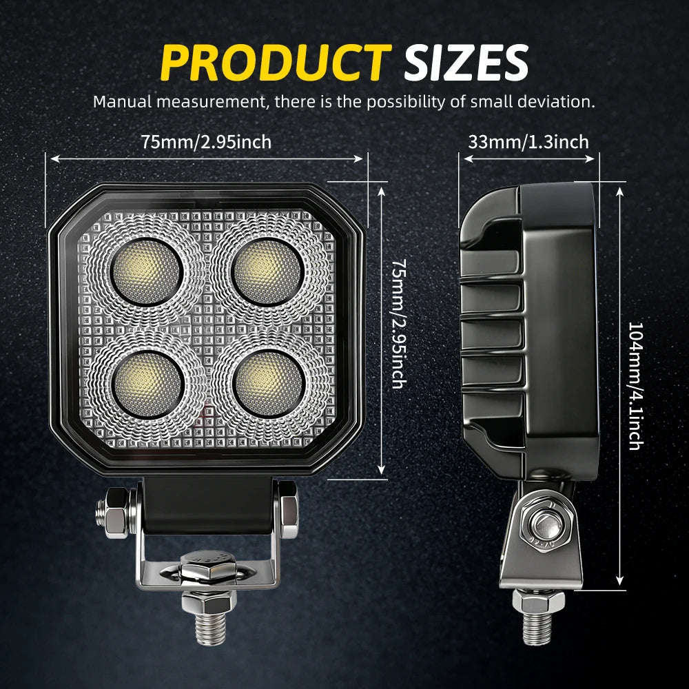 Co Offroad Use Inch Rectangle Work Flood Beam 9-32v