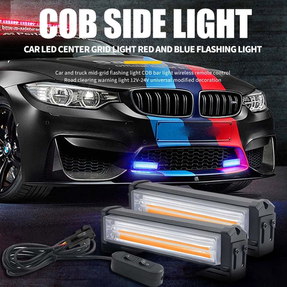 For Vehicles In Cob Grille Strobe 12V Flashing Beacon Amber