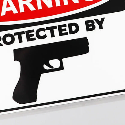 Protected By Hand Gun Decal Warning Pvc Waterproof Sticker