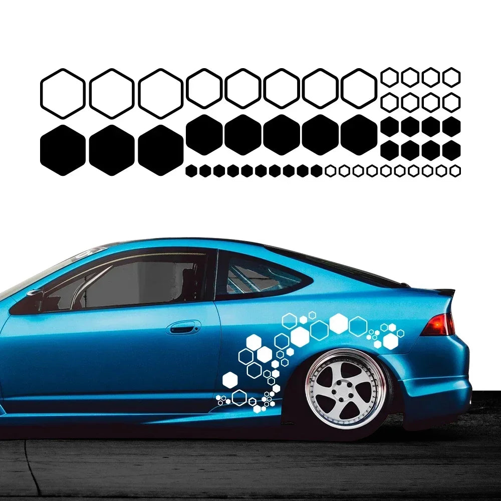 For Auto Body Side Diy Styling Honeycomb Hexagon Vinyl Decals