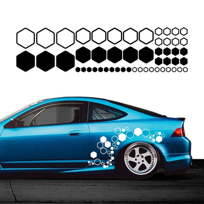 For Auto Body Side Diy Styling Honeycomb Hexagon Vinyl Decals