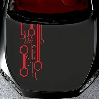 1PC Hexagonal Stripe Mechanical Sticker Pe Material Hood Door