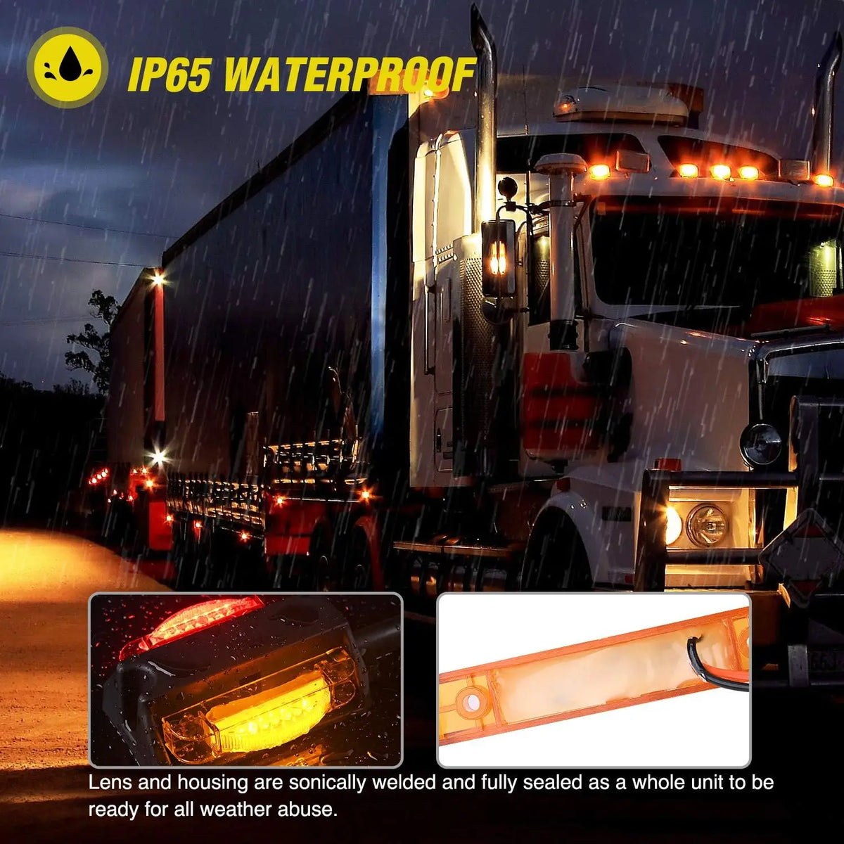 Nilight 2PCS Trailer Fender Pre Wired Clearance Marker Amber