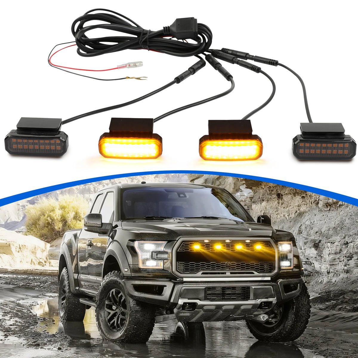 12V Grille Daytime Running Warning Pickup Truck Haze Headlight