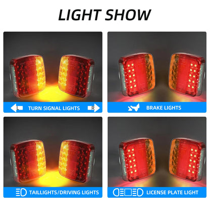 2PCS Set Trailer Truck Tractor Safety Warning Rear Tail