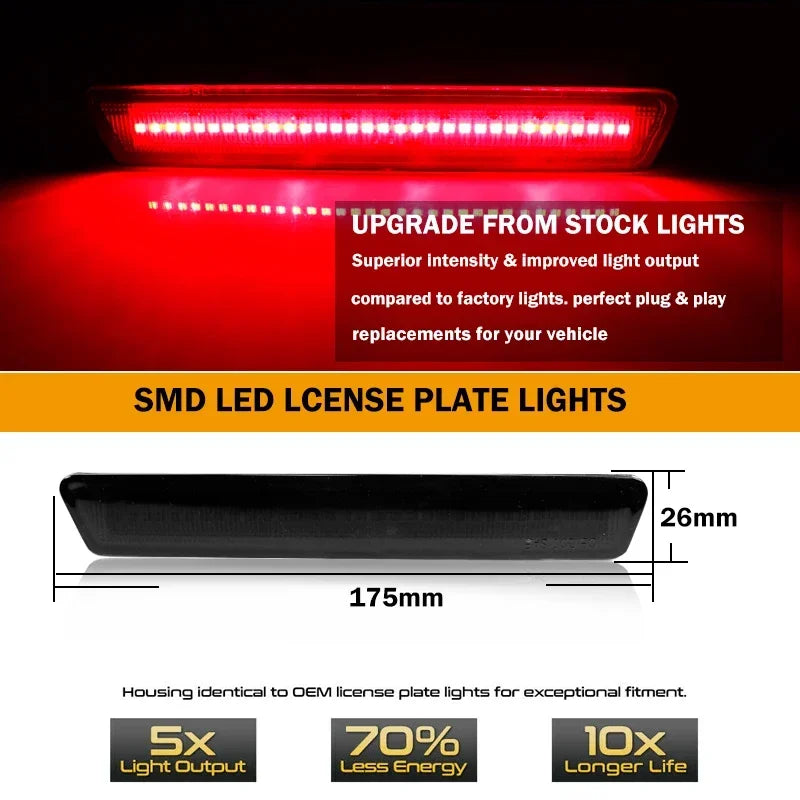 For Ford Mustang Red LED Rear Bumper Side Marker Parking Fender