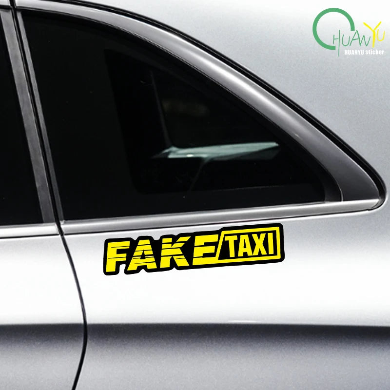 Yellow Fake Taxi Logo Pvc Waterproof Window Laptop Trunk