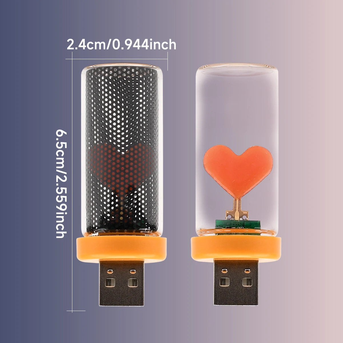 MINI USB Heart Ambient Mood Plug Play Romantic Love