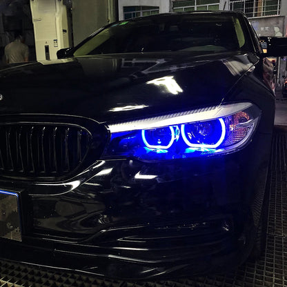 For 2017-20 BMW 5 Series G30 Ice Blue Red Yellow Headlight Angel