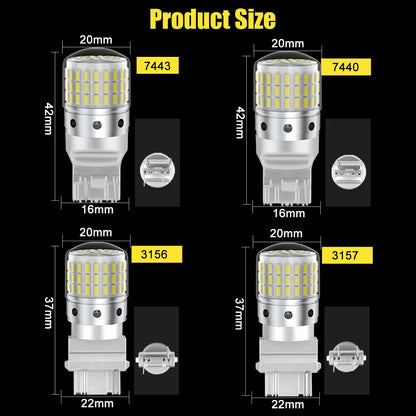 2PCS Canbus T20 7440 wy21w W21W 7443 W21 5W
