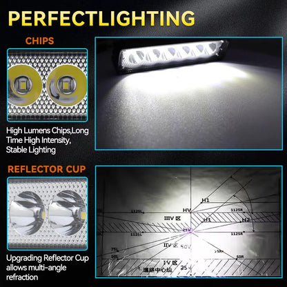 For Offroad 6LED Work Bar Bright Driving Spotlight Fog SUV ATV
